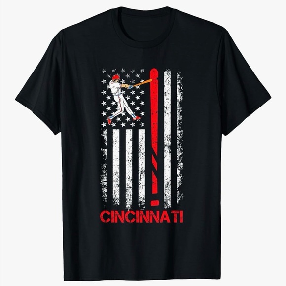Vintage Distressed Other - NWT Cincinnati Baseball Graphic Tee Americana Flag Men’s XL